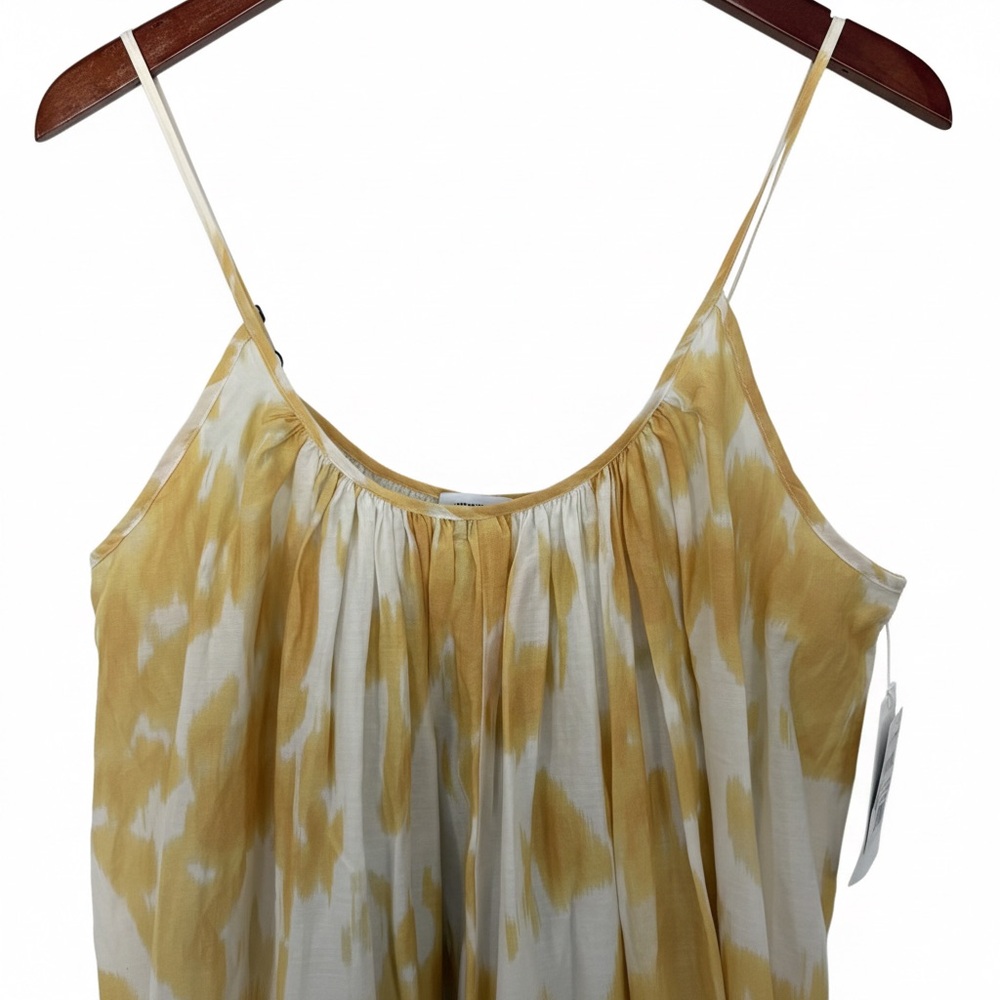 Nordstrom Silk Cotton Sun Dress Yellow White Maxi Pocket Boho Festival S - Picture 4 of 10